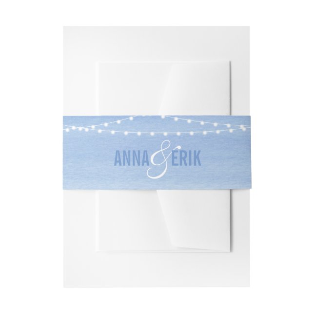 Glaucous Blue Watercolor String Lights Einladungsbanderole (Vorderseite Beispiel)