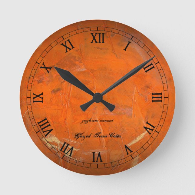 Glazed Terra Cotta Wallclock Runde Wanduhr (Vorderseite)