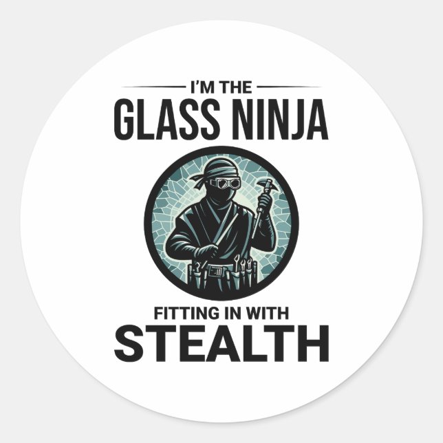 Glazier Fensterglas Fitter Ninja Runder Aufkleber (Vorderseite)