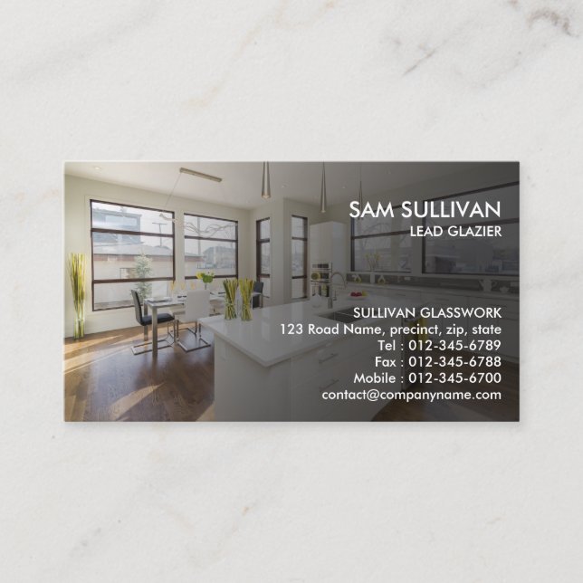 Glazier Glazing Glass Work Business Card Visitenkarte (Vorderseite)