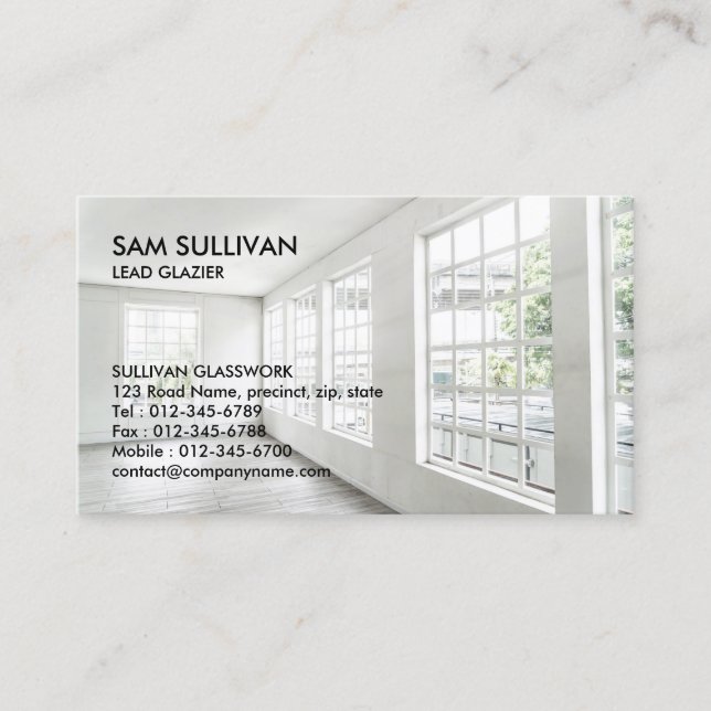 Glazier Glazing Glass Work Business Card Visitenkarte (Vorderseite)
