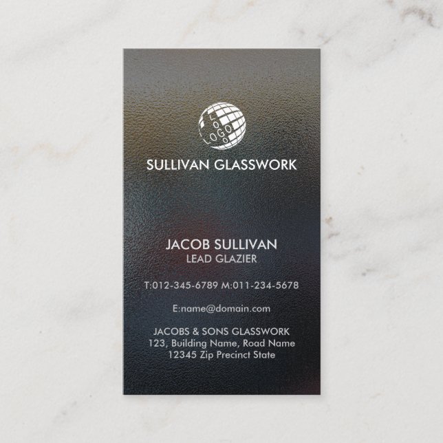 Glazier Glazing Glass Work Business Card Visitenkarte (Vorderseite)