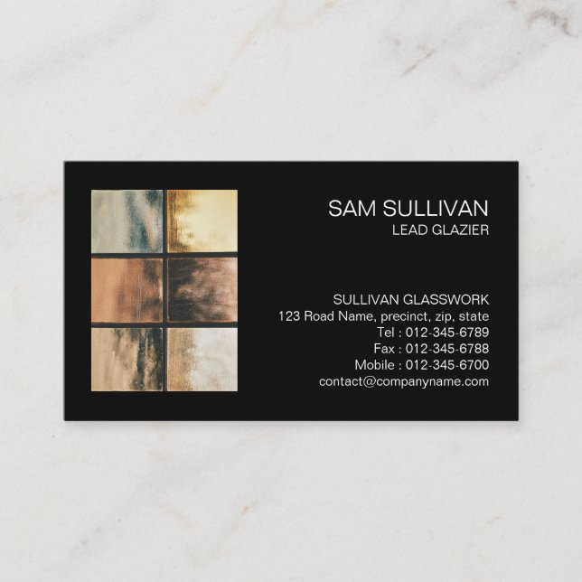 Glazier Glazing Glass Work Business Card Visitenkarte (Vorderseite)