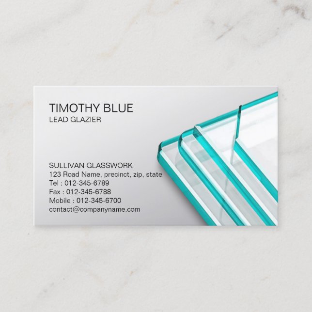 Glazier Glazing Glass Work Business Card Visitenkarte (Vorderseite)