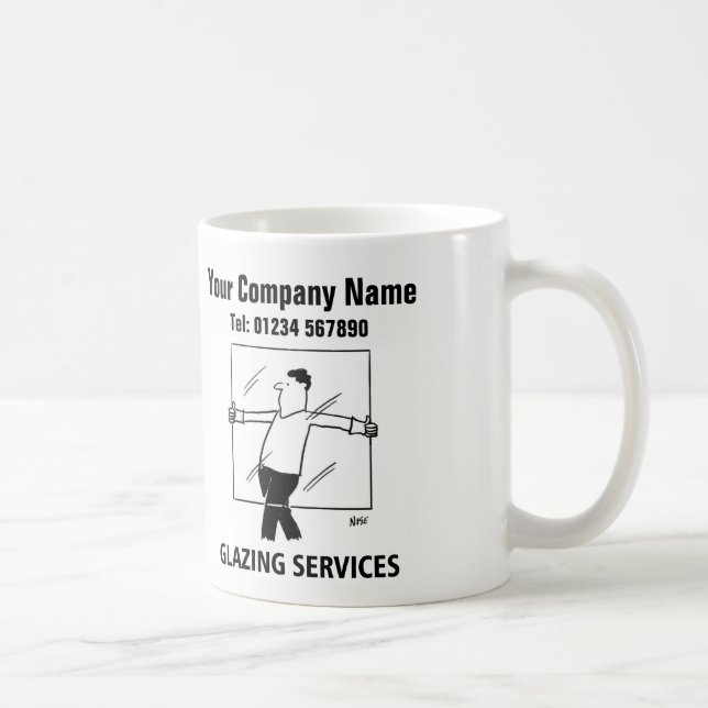 Glazing Services Glass Cutting Windows Cartoon Tas Kaffeetasse (Rechts)