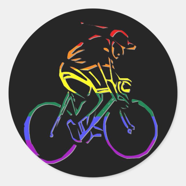GLBT Pride Bicyclist Runder Aufkleber (Vorderseite)