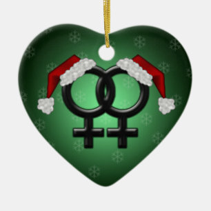 GLBT Xmas - lesbisch grün Keramik Ornament