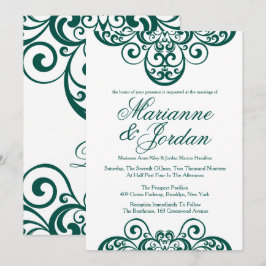 Gleaming Emerald Green Verziert Wedding Einladunge Einladung