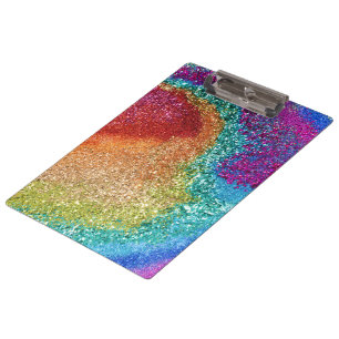 Gleaming Rainbow Glitzer Swirl Klemmbrett
