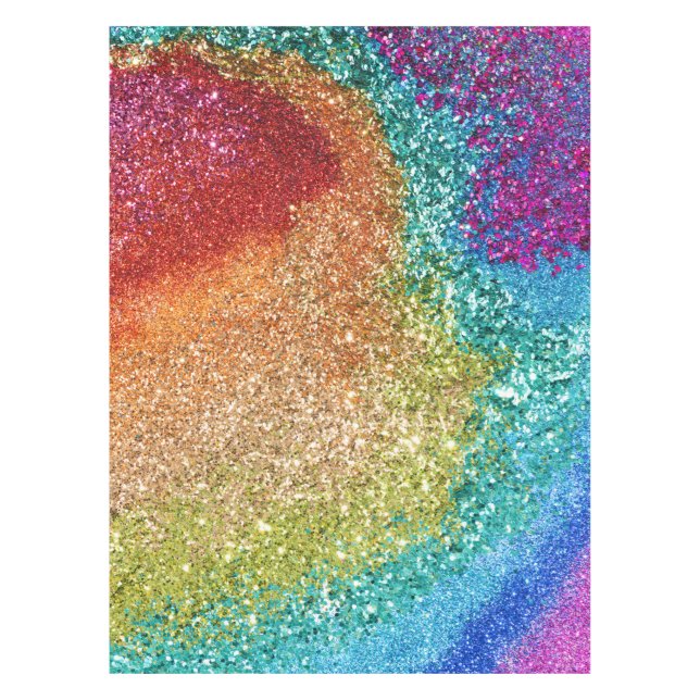 Gleaming Rainbow Glitzer Swirl Tischdecke (Vorderseite)