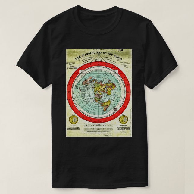 Gleason 1892 Flat Earth Map Research Flat Earth T-Shirt (Design vorne)