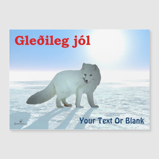 Gleðileg Jól - Arctic Fox Magnetkarte (Vorderseite)