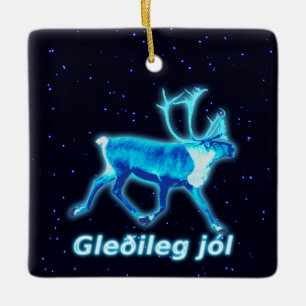 Gleðileg Jól - Blaue Karibik (Reindeer) Keramikornament
