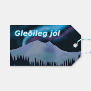 Gleðileg Jól - Blue Aurora Geschenkanhänger