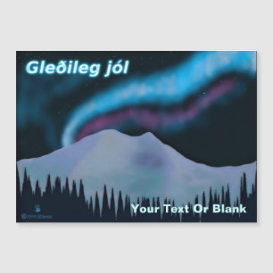 Gleðileg Jól - Blue Aurora Magnetkarte