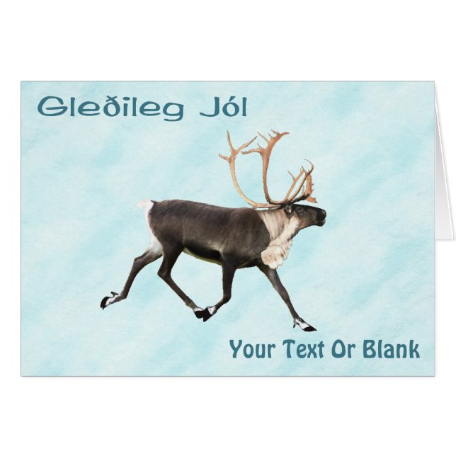 Gleðileg Jól - Bull Caribbean (Rentier) on Snow (Vorderseite (Horizontal))