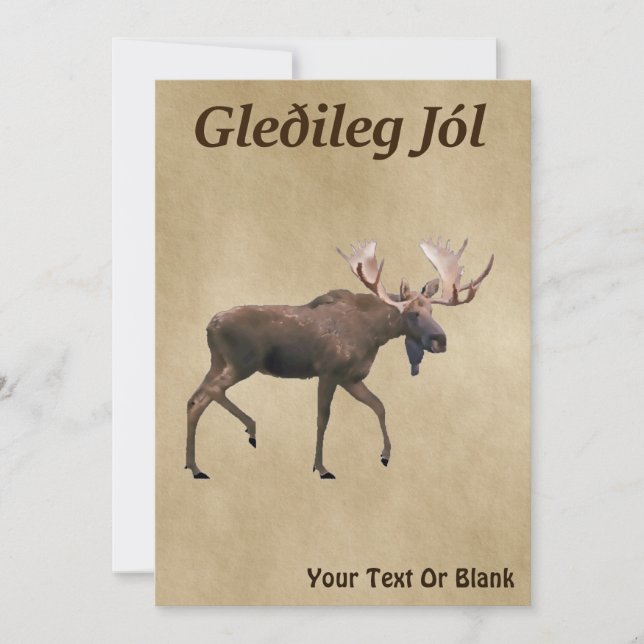 Gleðileg Jól - Bull Moose auf altem Papier (Vorderseite)