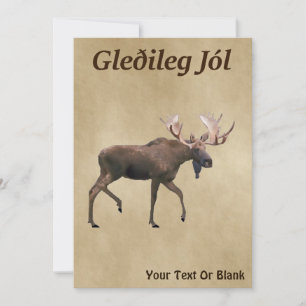 Gleðileg Jól - Bull Moose auf altem Papier