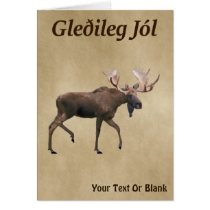 Gleðileg Jól - Bull Moose auf altem Papier