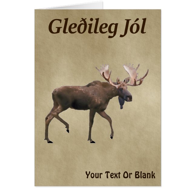 Gleðileg Jól - Bull Moose auf altem Papier (Vorne)
