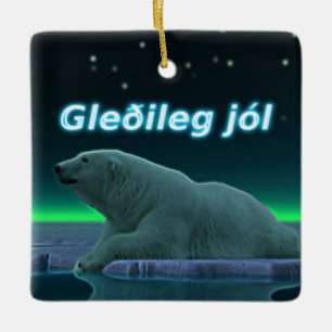 Gleðileg Jól - EisEdge Polar Bear Keramikornament