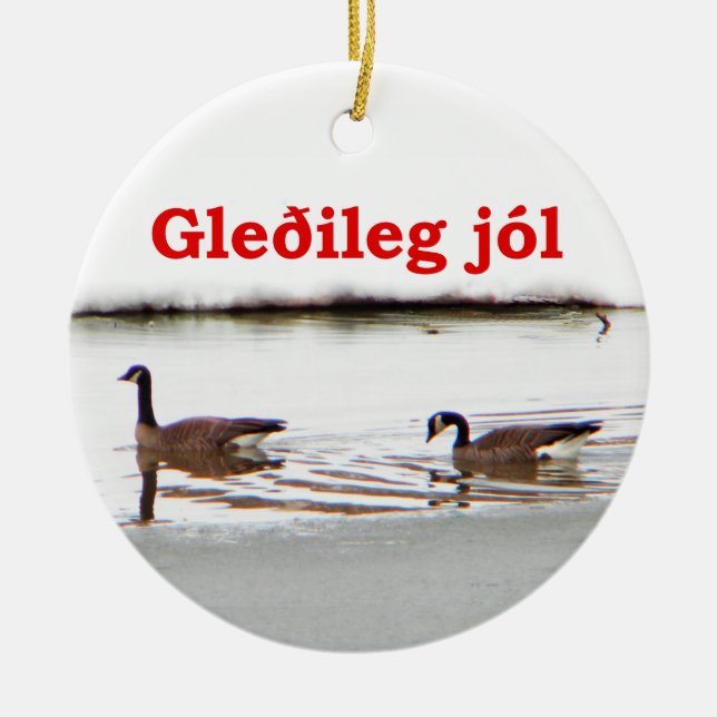 Gleðileg jól - Honkers - Gänse aus Kanada Keramikornament (Vorne)