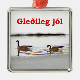 Gleðileg jól - Honkers - Gänse aus Kanada Silbernes Ornament