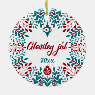 Gleðileg jól, Icelandic Christmas Greeting Keramik Ornament