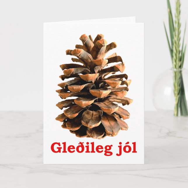 Gleðileg jól - Jerusalem Pine Cone Feiertagskarte (Vorderseite)