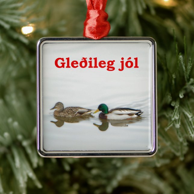 Gleðileg jól - Mallards Silbernes Ornament (Baum)