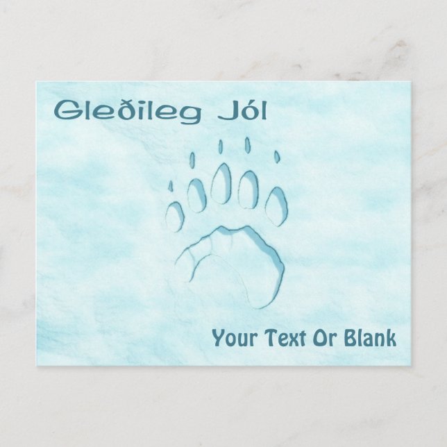 Gleðileg Jól - Polar Bear Paw Print Postkarte (Vorderseite)