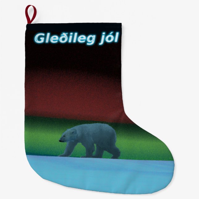 Gleðileg jól - Polar Lights Polar Bear Großer Weihnachtsstrumpf (Vorderseite)