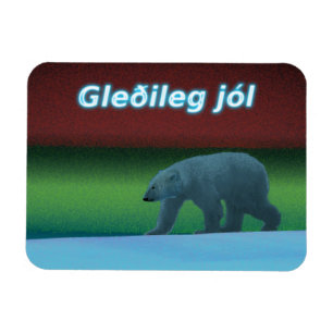 Gleðileg Jól - Polar Lights Polar Bear Magnet