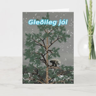 Gleðileg jól - Porcupine im Kiefernwald Feiertagskarte