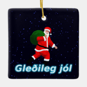 Gleðileg jól - Santa Claus Keramikornament