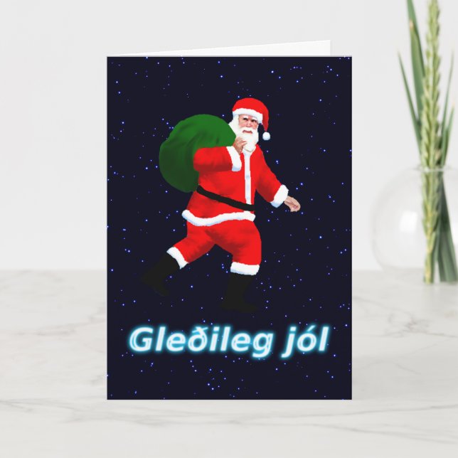 Gleðileg jól - Weihnachtsmann Feiertagskarte (Vorderseite)