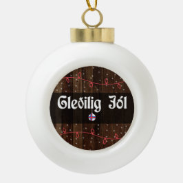 Gleðilig jól Faroese Frohe Weihnachten, rustikaler Keramik Kugel-Ornament