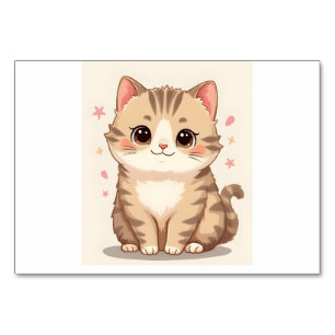 Gleeful Cat: Sweet Kawaii Kitten Art für jedes Zim Tischnummer