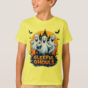 Gleeful Ghouls Fun Halloween Ghost Artwork T-Shirt