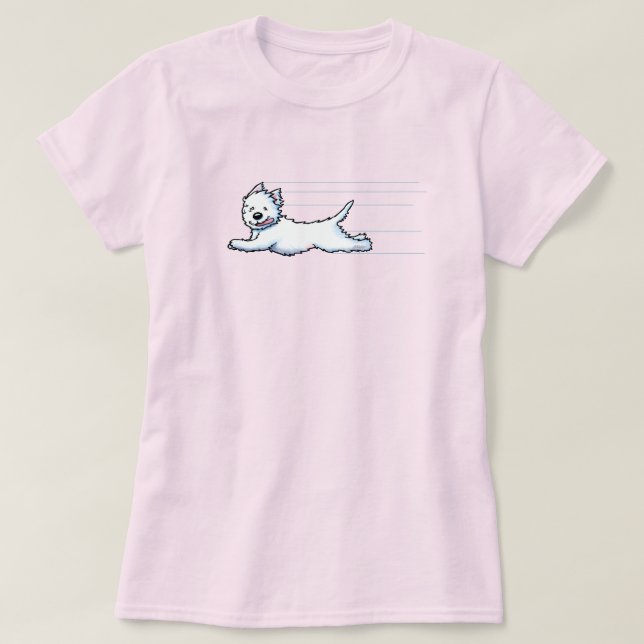 Gleeful Running Westie T - Shirt (Design vorne)