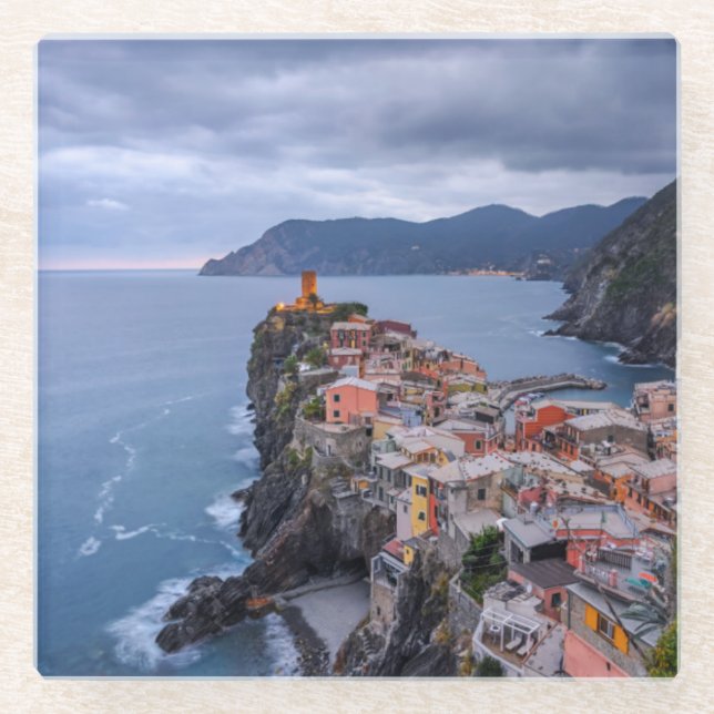 Gleich nach Sonnenuntergang | Vernazza, Cinque Glasuntersetzer (Vorderseite)