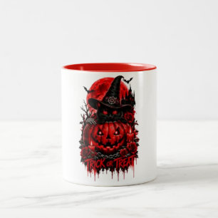 Gleiche Gruselige Energie Rabe Kürbis Gothic Hallo Zweifarbige Tasse