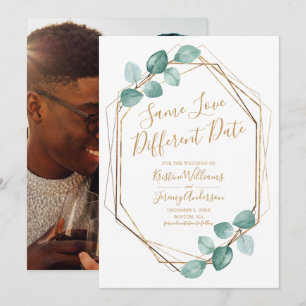 Gleiche Liebe Datum Eukalyptus Gold Foto Save The Date