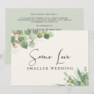Gleiche Liebe Kleinere Hochzeit Eukalyptus Ankündigung