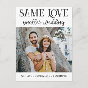 Gleiche Liebe kleinere Hochzeit verkleinert einfac Postkarte