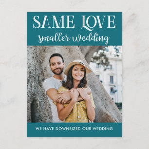 Gleiche Liebe kleinere Hochzeit verkleinert einfac Postkarte