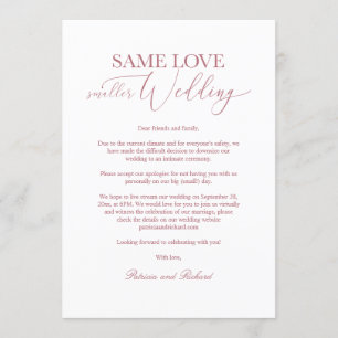Gleiche Liebe, kleinere Hochzeit, Verkleinerung de Einladung