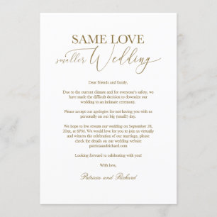 Gleiche Liebe, kleinere Hochzeit, Verkleinerung de Einladung