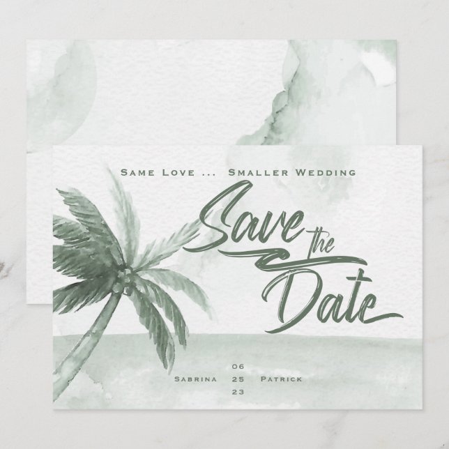Gleiche Liebe kleinere Wedelfarben Sage Beach Einladung (Vorne/Hinten)