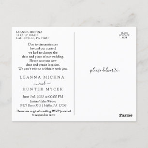 Gleiche Liebe Neuer Plan Hochzeit ändern das Datum Postkarte